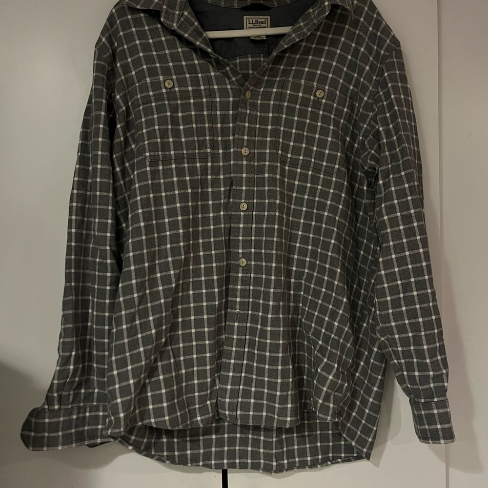 L.L. Bean Gray Checkered Shirt